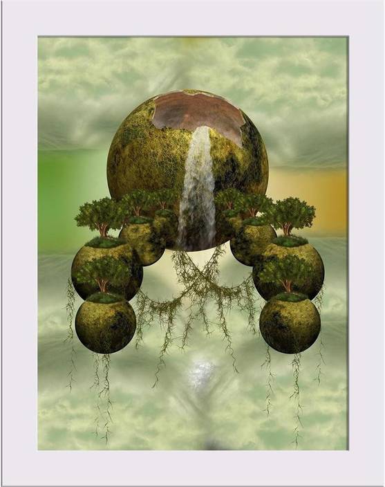 Artzfolio Floating Islands With Trees Framed Art Print