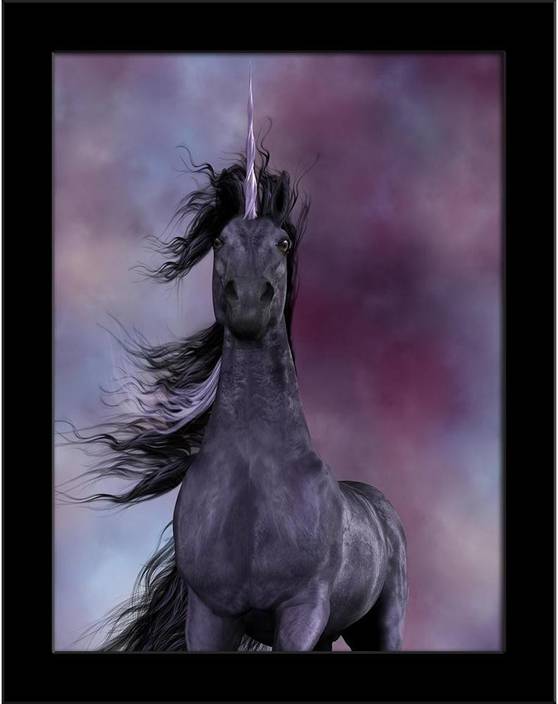 Artzfolio Black Unicorn Framed Art Print Digital Reprint 9 3 Inch