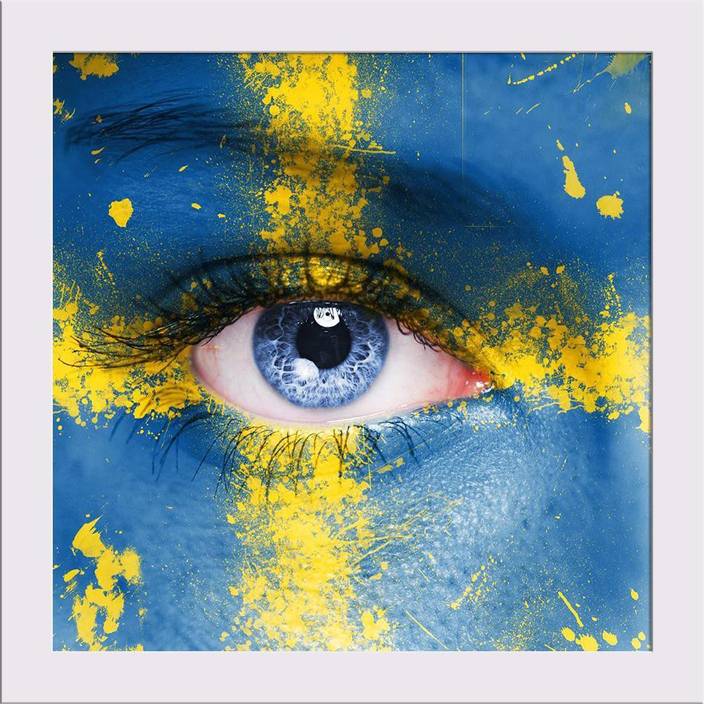 Artzfolio Sweden Flag Painted On Woman Face Framed Art Print