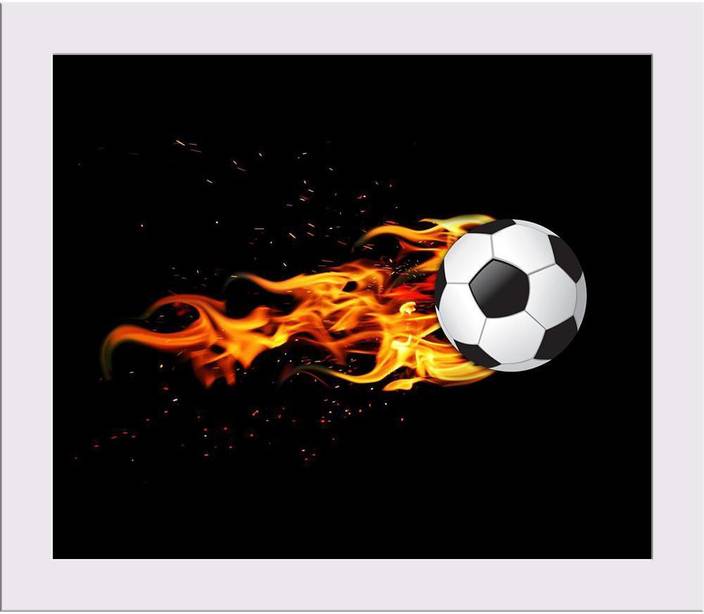 Artzfolio Soccer Ball On Fire Framed Art Print Digital