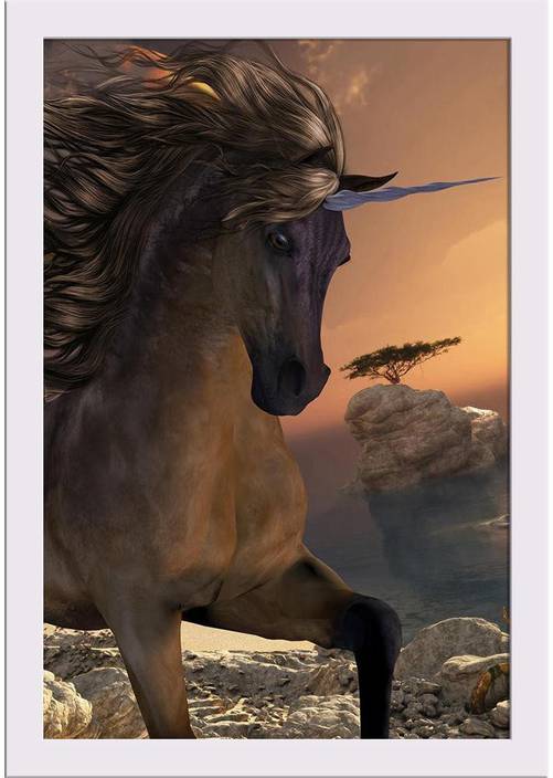 Artzfolio Grulla Buck Unicorn Framed Art Print Digital Reprint 18