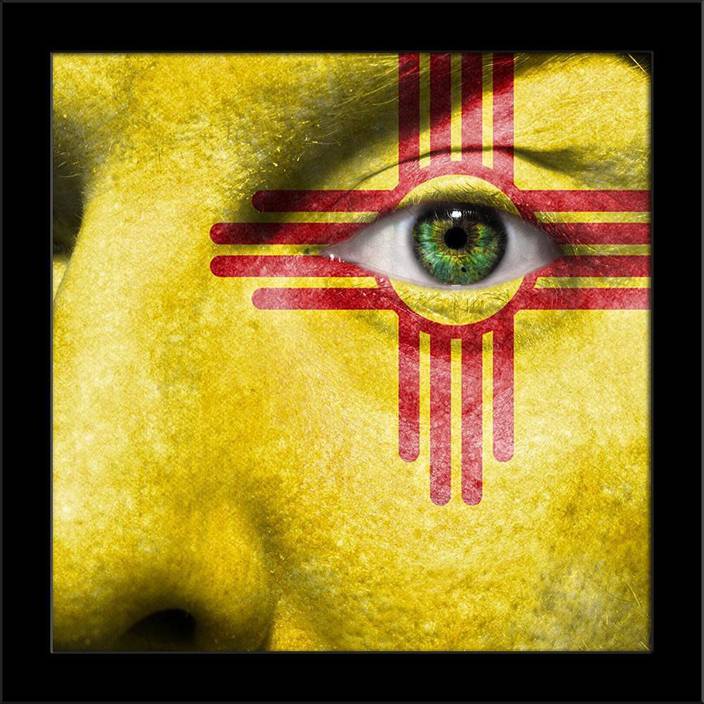 Artzfolio New Mexico Flag Painted On Face Framed Art Print