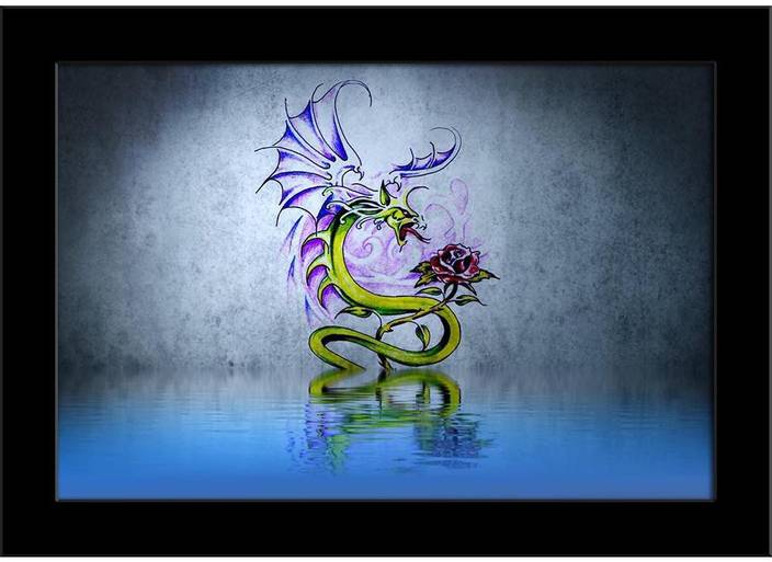 Artzfolio Dragon Fantasy Tattoo Framed Art Print Digital