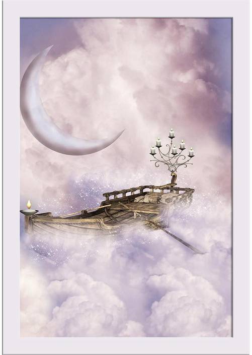 Artzfolio Fantasy Landscape With Boat And Candle In The Sky
