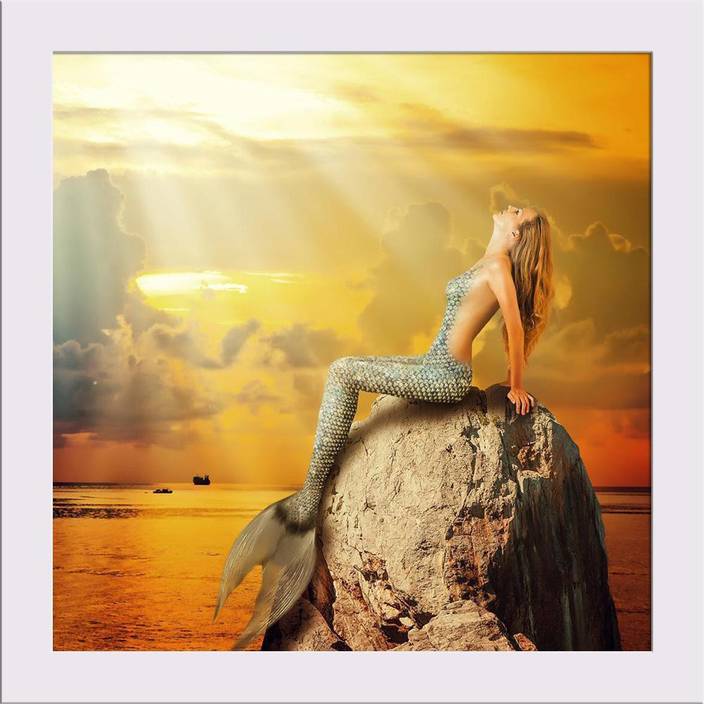 Artzfolio Mermaid With Fish Tail Swimming In The Sea Framed