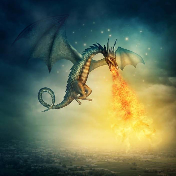 Artzfolio Fantasy Dragon Framed Art Print Canvas 30 0 Inch X