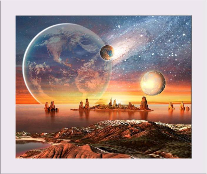 Artzfolio Alien Planet With Planets Framed Art Print Digital