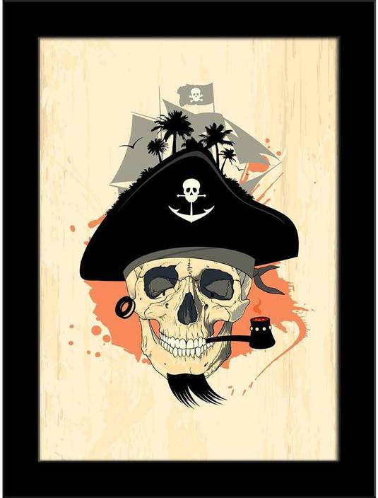 Artzfolio Pirate Design With Ghost Skull Framed Art Print