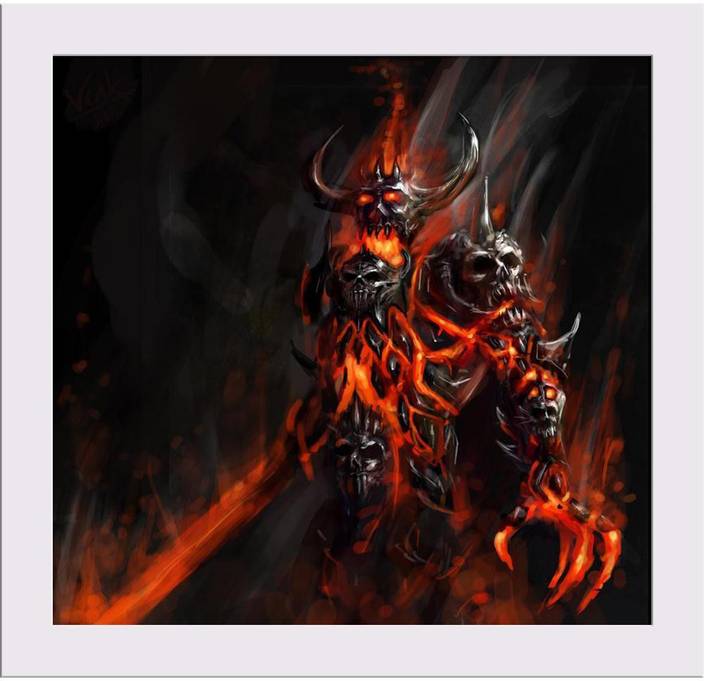 Artzfolio Apocalyptic Flaming Doom Framed Art Print Digital