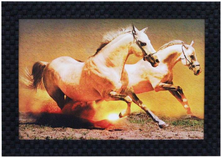 Craft Junction Lucky Running Horses Art Print Design Matt Textured UV Digital Reprint Painting