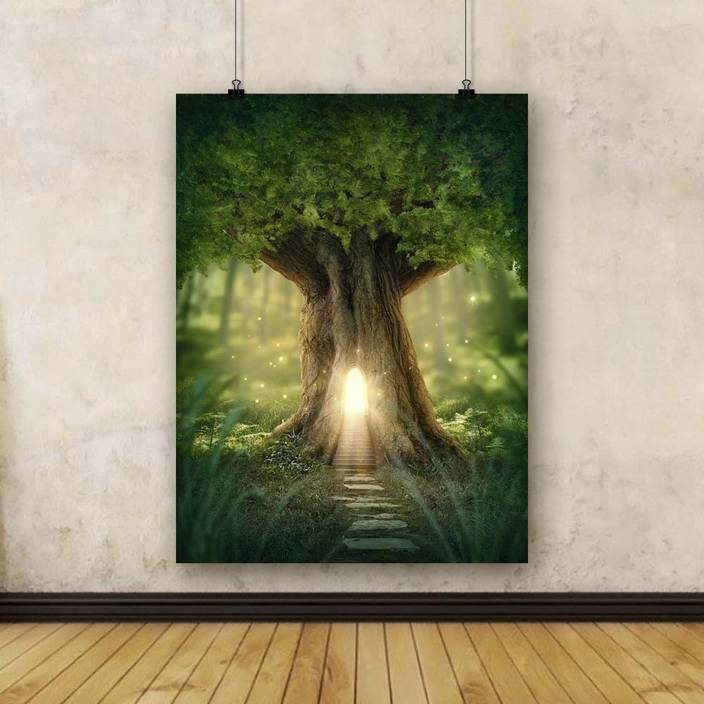 Artzfolio Fantasy Tree House Framed Art Print Canvas 24 Inch
