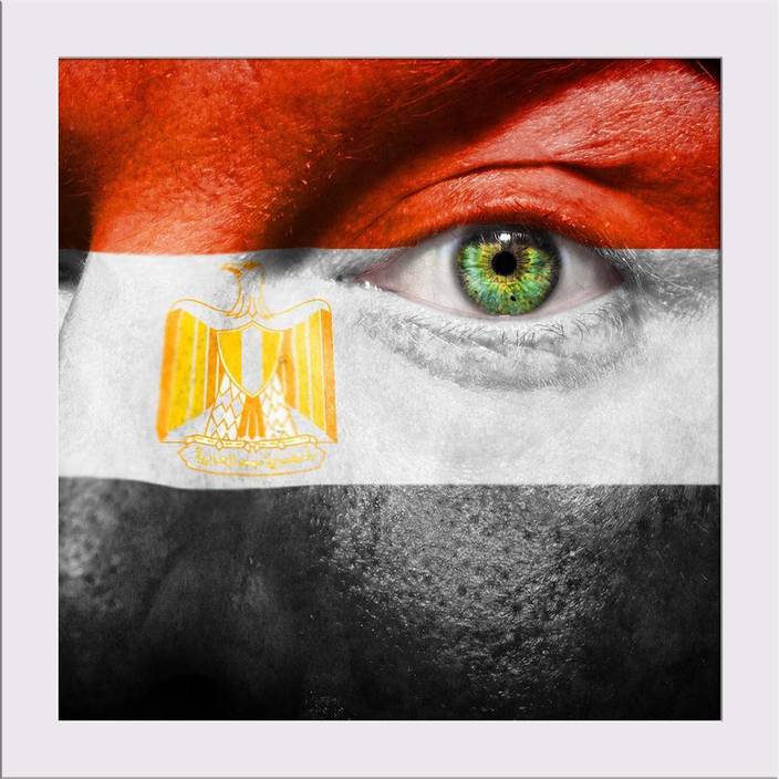 Artzfolio Egypt Flag Painted On Face Framed Art Print