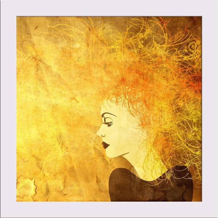 Artzfolio Beautiful Girl Face On Square Golden Background