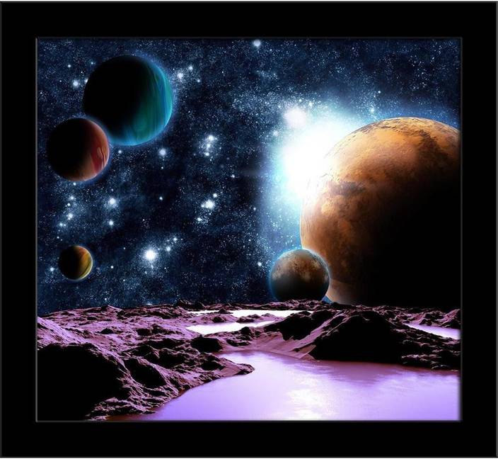 Artzfolio Abstract Planet With Water Framed Art Print