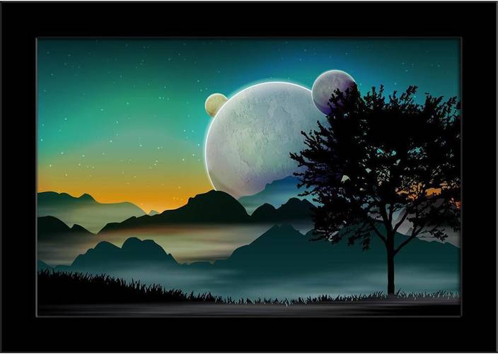 Artzfolio Space Landscape With Planets Framed Art Print