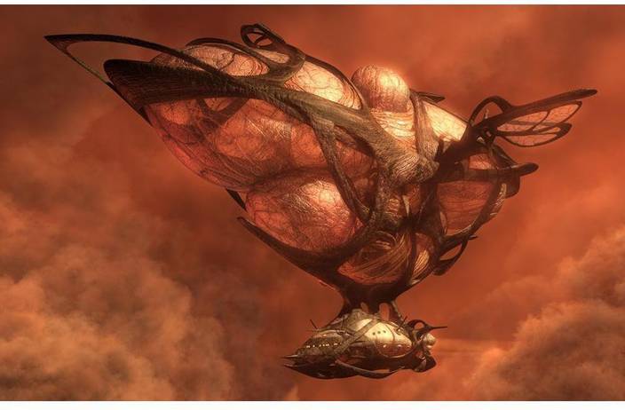 Pitaara Box Fantasy Flying Airship Unframed Wall Art