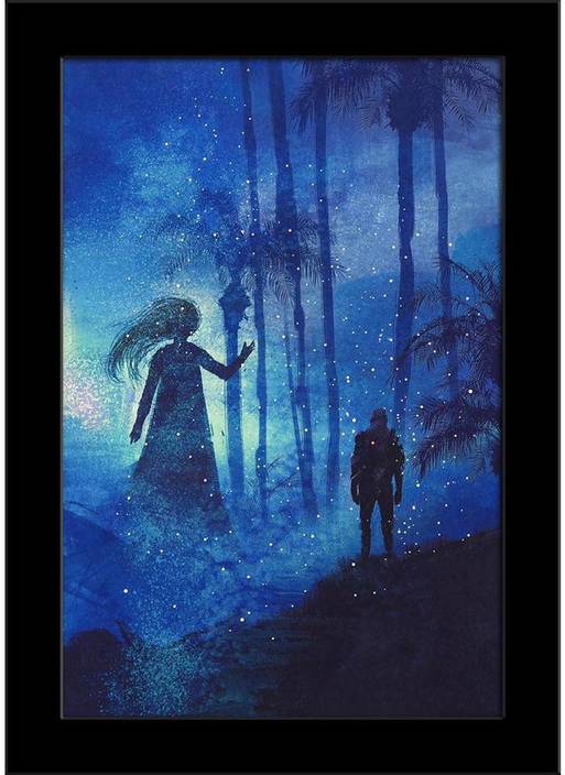 Artzfolio Man And Ghost In Mysterious Dark Forest Framed Art