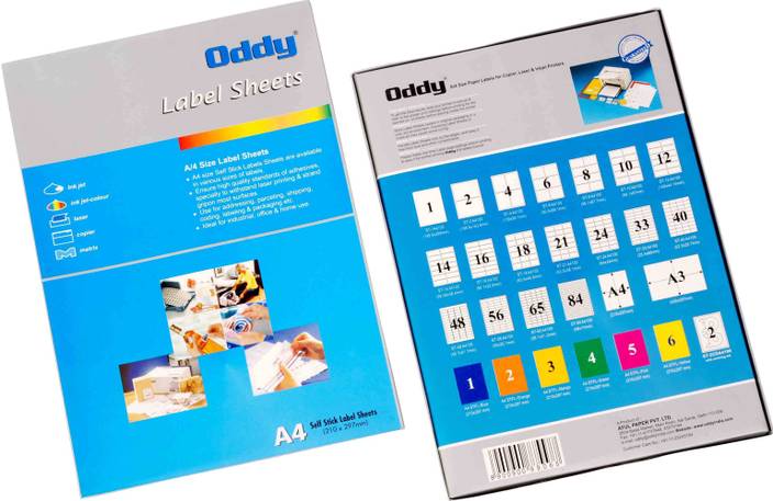 Oddy A4 Size Paper Labels For Laser, Inkjet & Copiers 1 Label Sheet Self-adhesive Paper Label ...