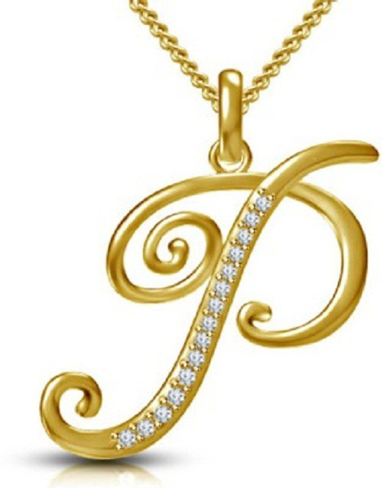 silverstoli p letter 18k yellow gold cubic zirconia sterling silver p letter