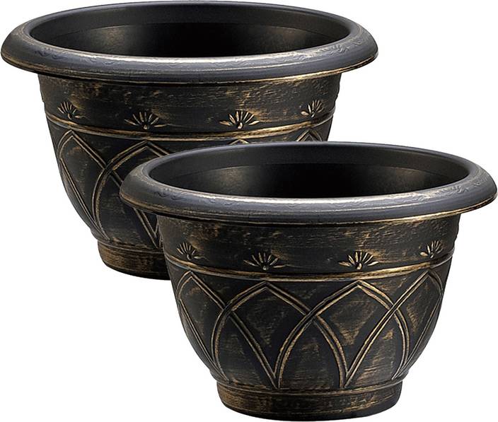 Citigardener Set Of 2 Extra Large Gold Greek Design Garden Pot