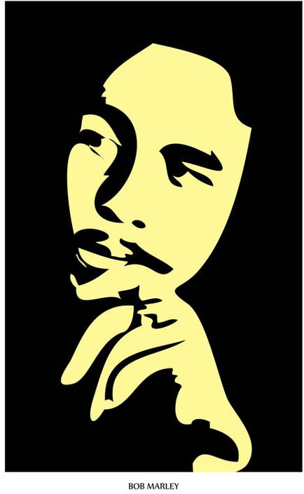 Bob Marley Silhouette Paper Print Music Personalities