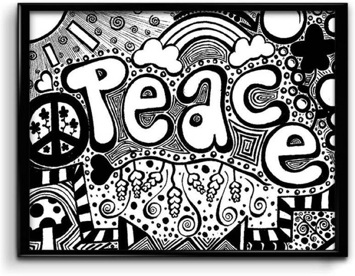 peace doodle art canvas art - music, floral & botanical, maps