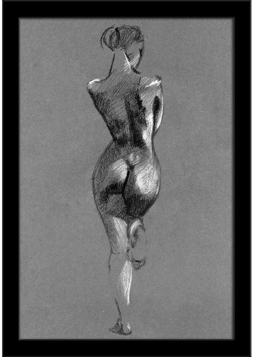 Framed Print Picture Poster Art Beautiful Naked Woman on her Hands and Knees