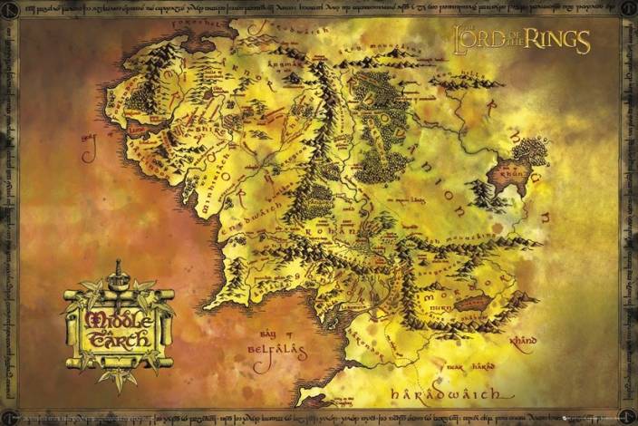 Lord Of The Rings Classic Map Paper Print Lord Of The Rings