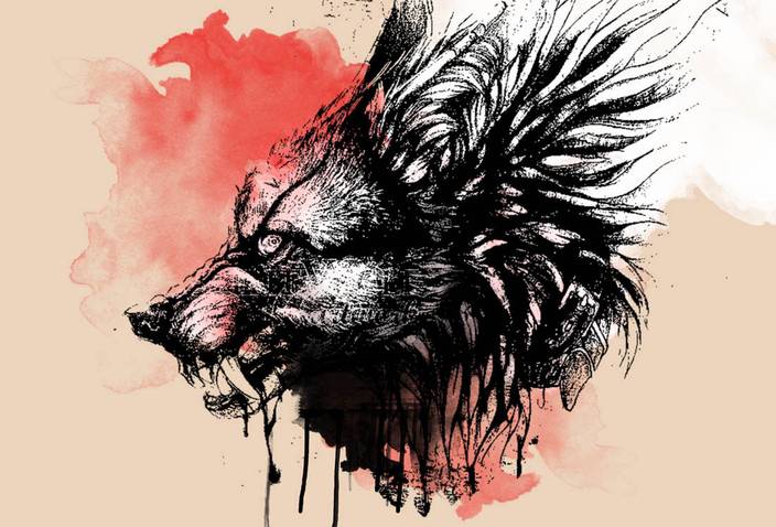 abstract wolf paper print
