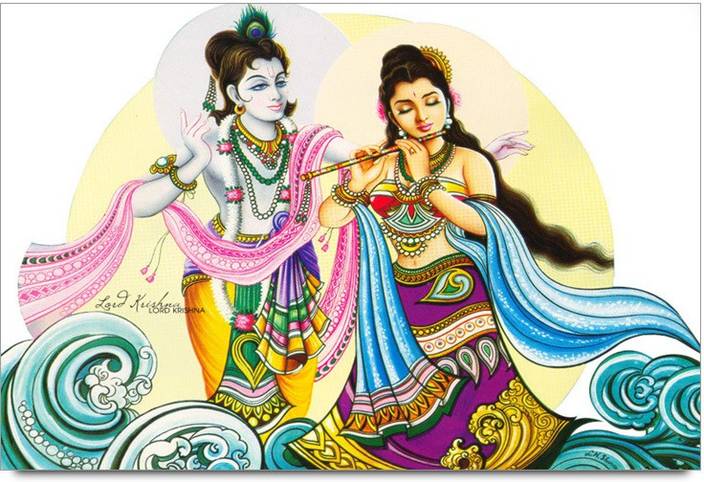 Amy Abstract Goddess Radha Playing Murli With Lord Krishna 3d