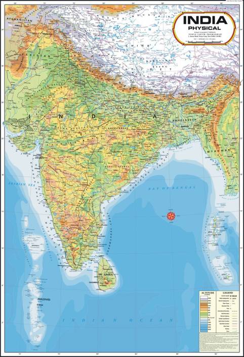india physical map paper