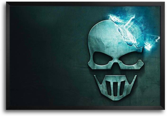 Metal Skull Mask Laminated Framed Paper Print Art