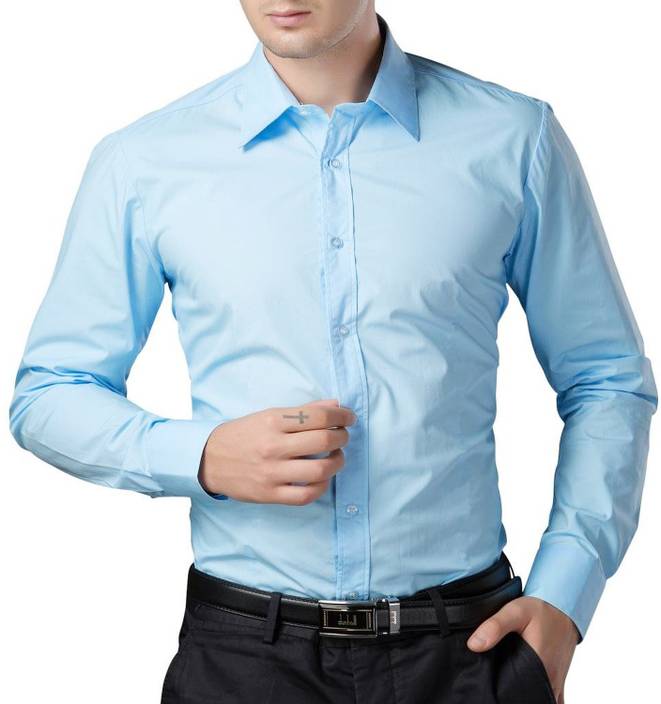 Being Fab Men's Solid Formal Blue Shirt