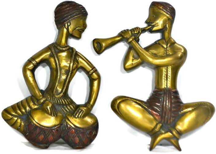 Collectible India Wall Hanging Brass Sculpture Tribal Musical