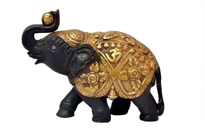 Elite Statues Feng Shui Collectible Art Golden Black Elephant