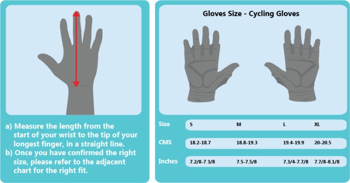 Nivia Gym Gloves Size Chart