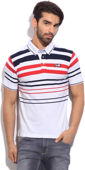 Fila Striped Men's Polo Neck White, Blue, Red T-Shirt Fila Striped Men's Polo Neck White, Blue, Red T-Shirt