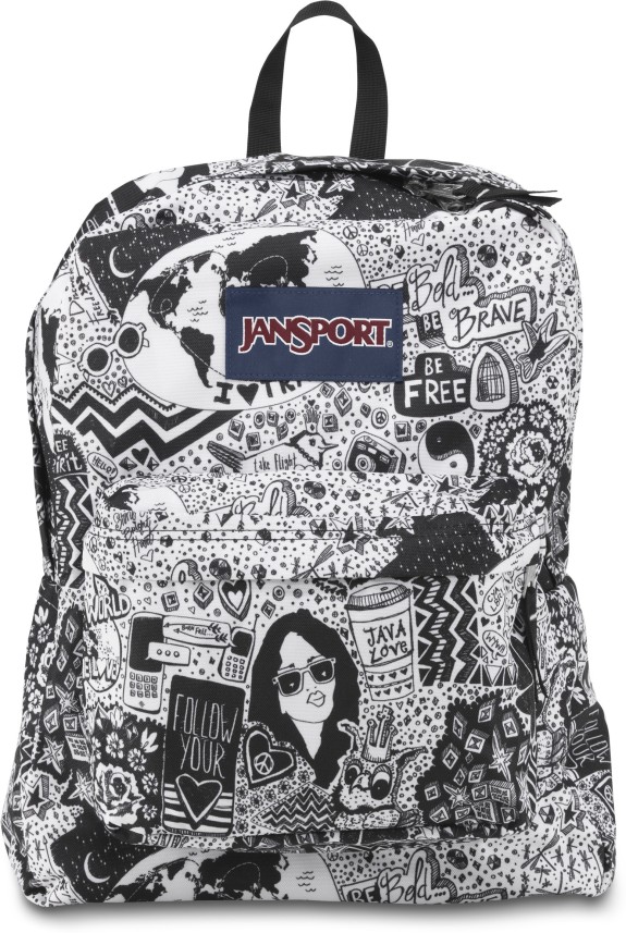 black and white jansport backpack