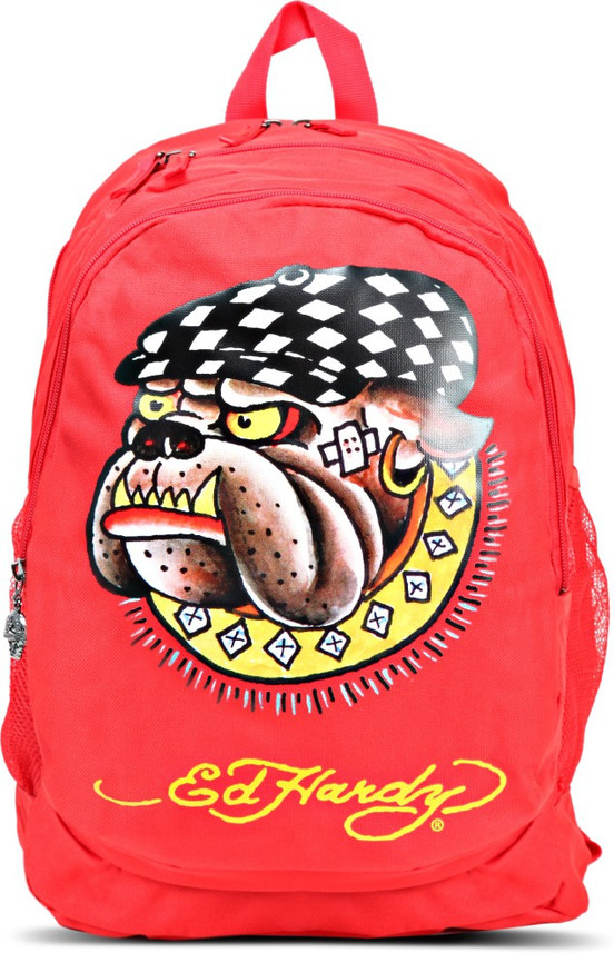 red designer backpack