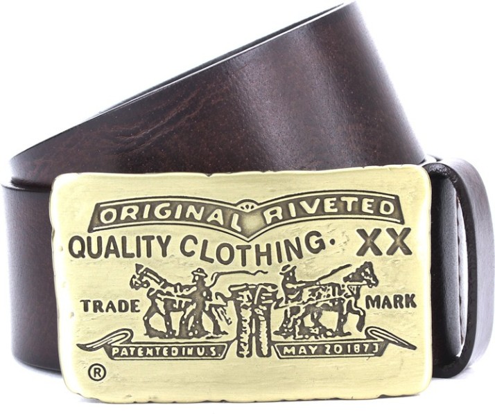 Men Brown Genuine Leather Belt Brown 
