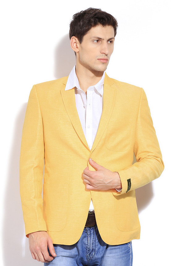 yellow casual blazer