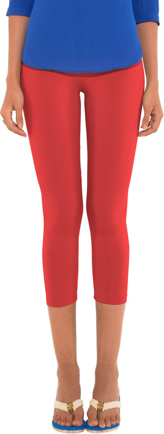 GO COLORS 3/4 Leggings Women Pink Capri 