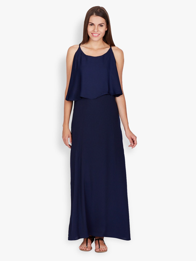 tokyo talkies women's maxi dark blue dress