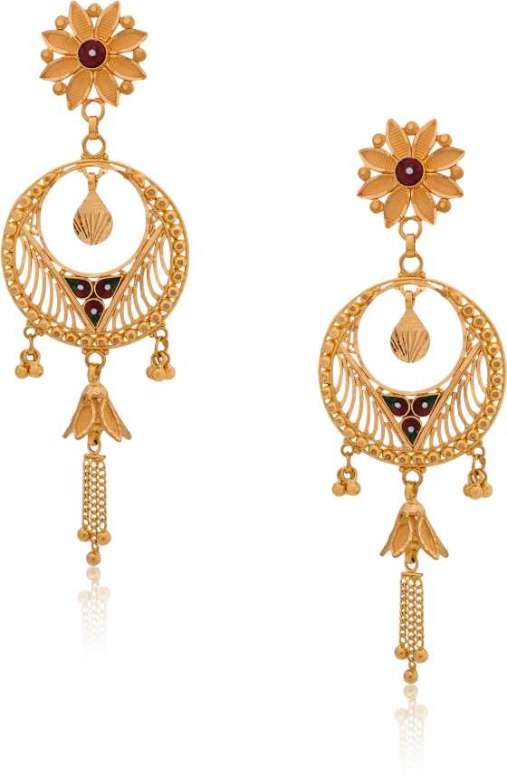 Senco Gold Flowery Yellow Gold 22kt Dangle Earring Price In India Buy Senco Gold Flowery Yellow Gold 22kt Dangle Earring Online At Flipkart Com