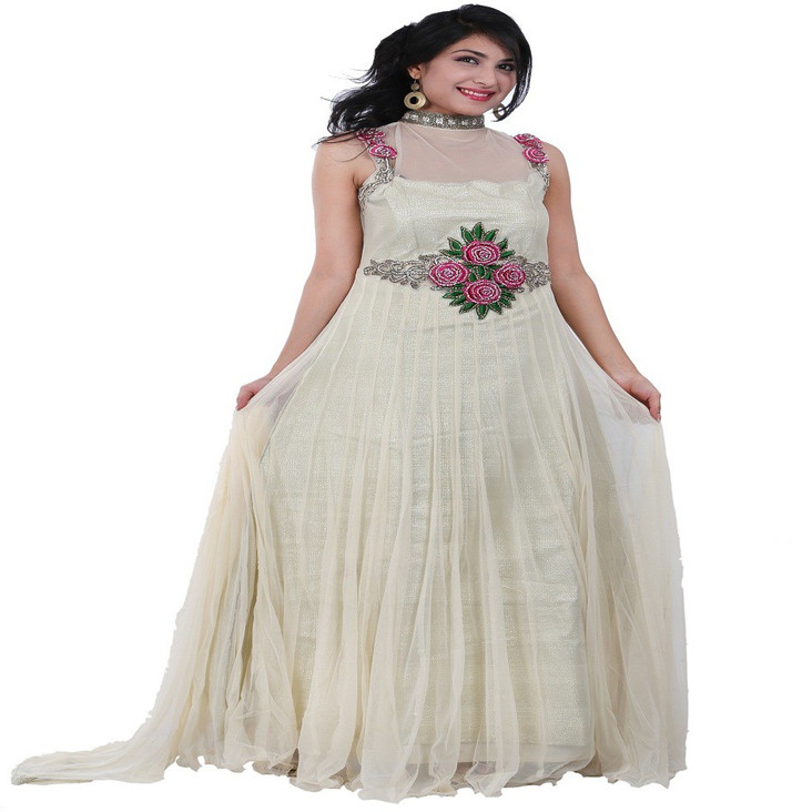 white anarkali dress flipkart