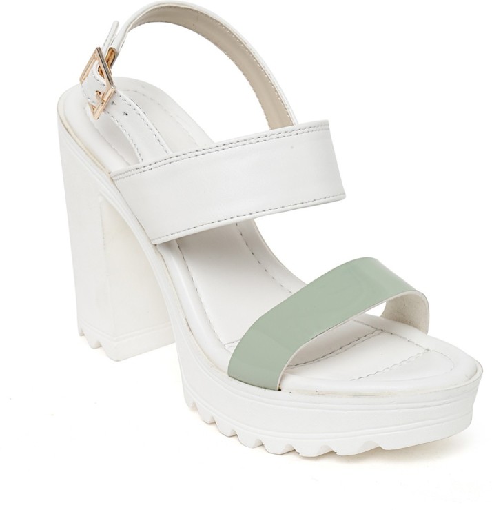 Bruno Manetti Women White, Green Heels 