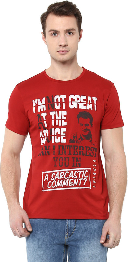 FRIENDS Printed Men Round or Crew Red T 