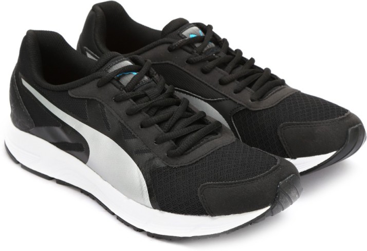 puma black silver shoes