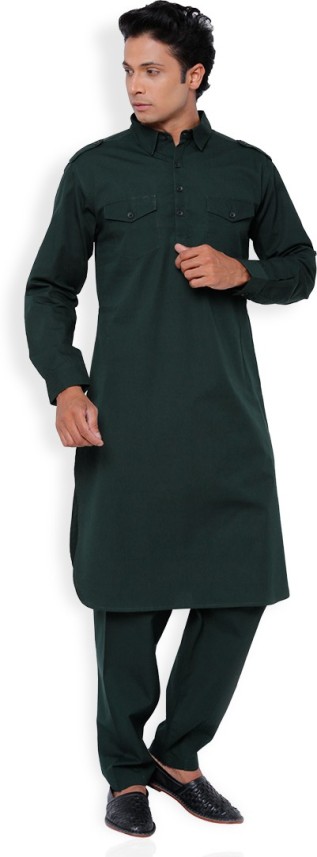 dark green pathani suit