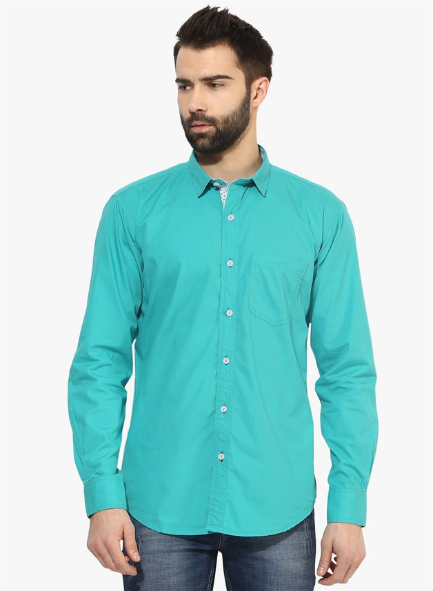 COBB Men Solid Casual Light Green Shirt 